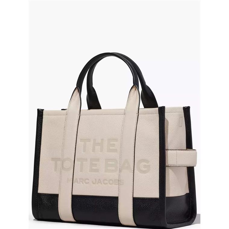 Marc Jacobs The Colorblock Medium Leather Tote Bag, Ivory/Multi